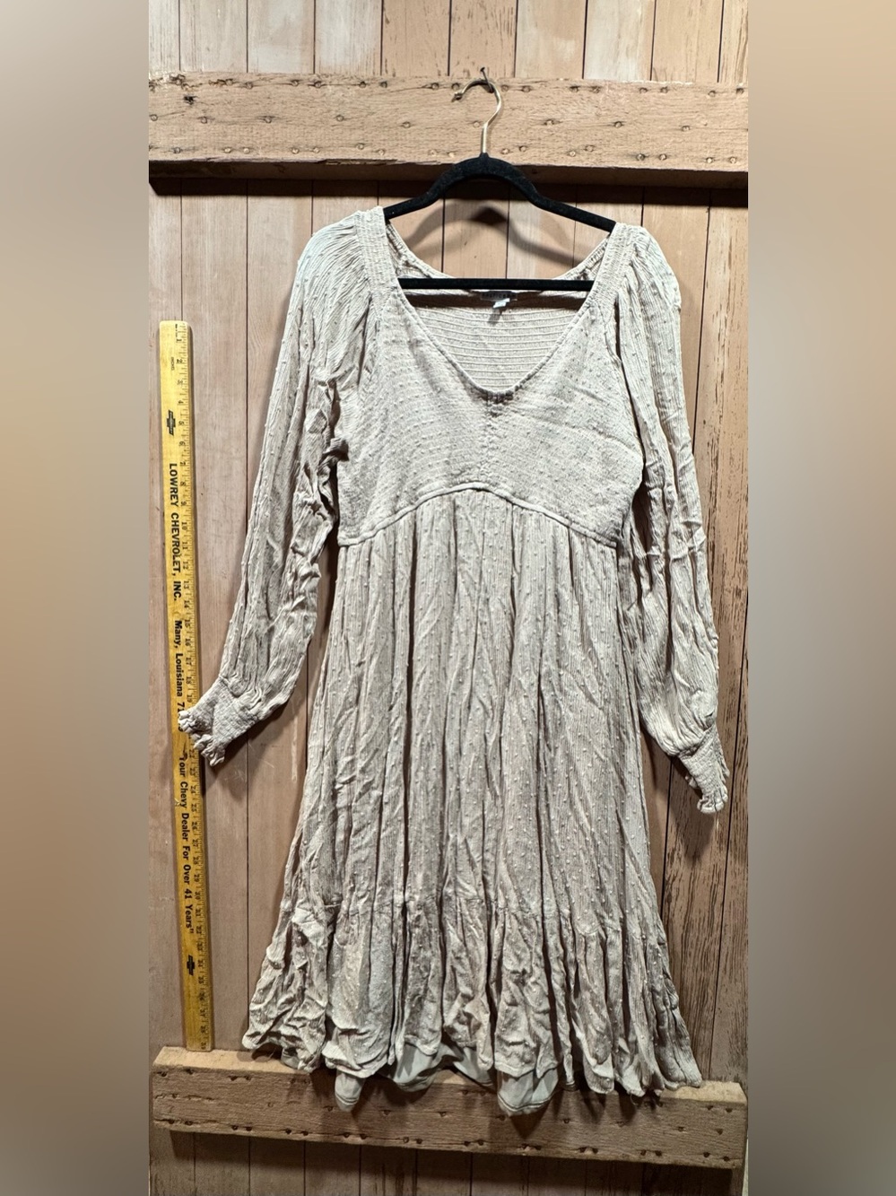 Baltic Born Cream Crinkled Boho Midi Dress